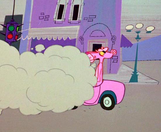 A Pantera Cor-de-rosa (1964) é um desenho animado sobre um inspetor que procura uma pedra preciosa.