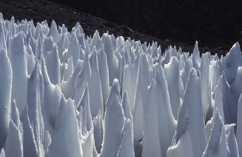 A foto mostra um tipo de formação de neve que ocorre em grandes altitudes. A primeira descrição científica desse fenômeno foi feita por Charles Darwin, em 1839.