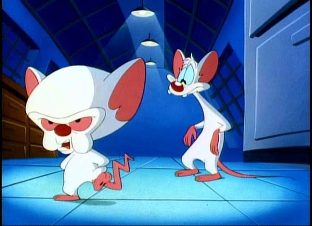 Pinky e Cérebro (1995) é uma série animada sobre dois ratos de laboratório que querem dominar o mundo.