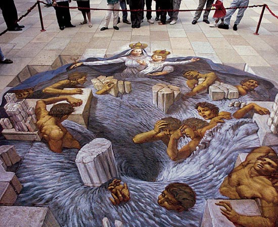 Wenner também é o autor desta pintura 3D na cidade de Guanajuato, no México! Inspirado por figuras religiosas, o artista simula um escoamento de água. Wenner também é o autor desta pintura 3D na cidade de Guanajuato, no México! Inspirado por figuras religiosas, o artista simula um escoamento de água.