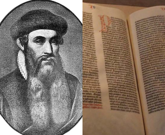 IMPRENSA (1454) - O inventor alemão Johannes Gutemberg criou o tipo mecânico para impressão e revolucionou a Ciência. O primeiro livro impresso foi a Bíblia.