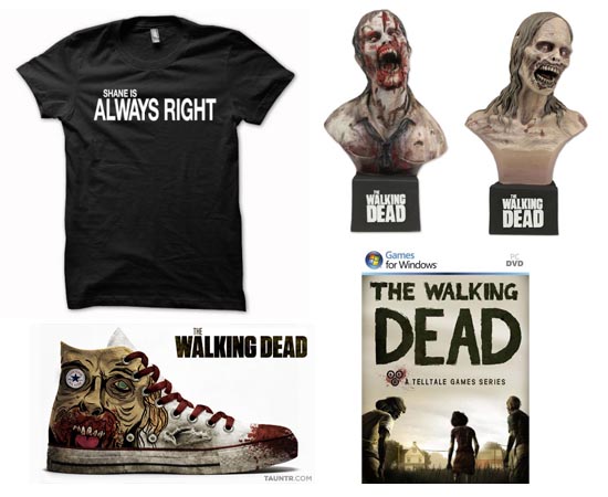 PRODUTOS - A saga The Walking Dead já inspirou vídeo game, jogo de tabuleiro, camisetas, pôsteres e adesivos. PRODUTOS - A saga The Walking Dead já inspirou vídeo game, jogo de tabuleiro, camisetas, pôsteres e adesivos.