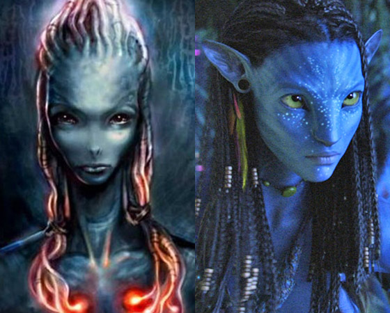 A arte conceitual de Avatar foi desenvolvida há muito tempo. Como a tecnologia utilizada na filmagem usou a captura dos movimentos dos atores, não dava para prever exatamente como seriam os personagens. Mas até que não ficou tão diferente assim.