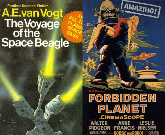 REFERÊNCIAS - Gene Roddenberry foi influenciado pelos contos de A. E. van Vogt; pela série Marathon, de Eric Frank Russell; pelo filme Forbidden Planet; pelo personagem Buck Rogers; e pelas histórias de Flash Gordon.