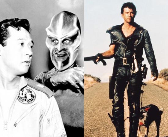 REFERÊNCIAS - O primeiro rascunho do filme O Exterminador do Futuro surgiu quando James Cameron sonhou com um corpo metálico que se jogava de uma explosão enquanto segurava facas de cozinha. Além disso, ele se inspirou em filmes de ficção científica dos anos 1950 e em episódios da série A Quinta Dimensão, bem como em películas mais recentes, como Mad Max 2. REFERÊNCIAS - O primeiro rascunho do filme O Exterminador do Futuro surgiu quando James Cameron sonhou com um corpo metálico que se jogava de uma explosão enquanto segurava facas de cozinha. Além disso, ele se inspirou em filmes de ficção científica dos anos 1950 e em episódios da série A Quinta Dimensão, bem como em películas mais recentes, como Mad Max 2.