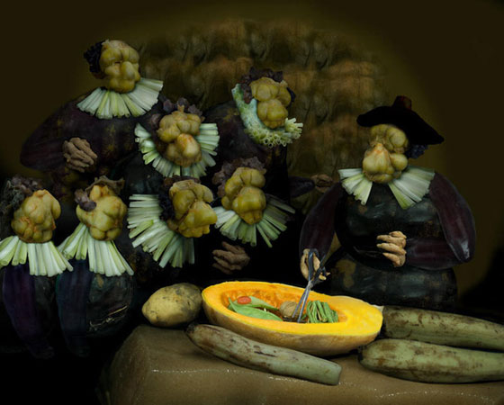 Diversos vegetais recriam o quadro A Lição de Anatomia do Dr. Tulp, de Rembrandt. Diversos vegetais recriam o quadro A Lição de Anatomia do Dr. Tulp, de Rembrandt.