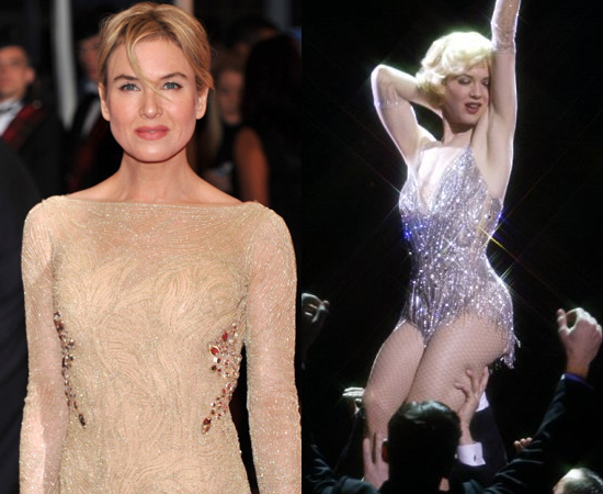 Um ano depois, Renée Zellweger emagreceu drasticamente para interpretar a personagem Roxie Hart no musical Chicago (2002). Um ano depois, Renée Zellweger emagreceu drasticamente para interpretar a personagem Roxie Hart no musical Chicago (2002).