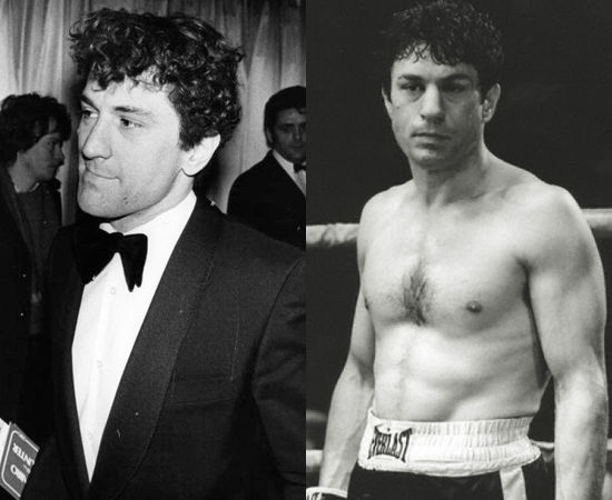 Em 1980, o ator Robert de Niro treinou pesado para ficar com o porte físico do lutador Jake LaMotta do filme Touro Indomável.