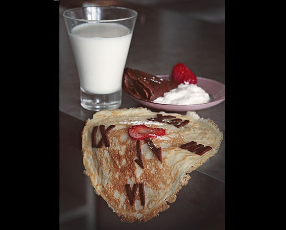 Nesta foto, panquecas inspiradas em um dos detalhes da obra A Persistência da Memória, de Salvador Dalí. Nesta foto, panquecas inspiradas em um dos detalhes da obra A Persistência da Memória, de Salvador Dalí.