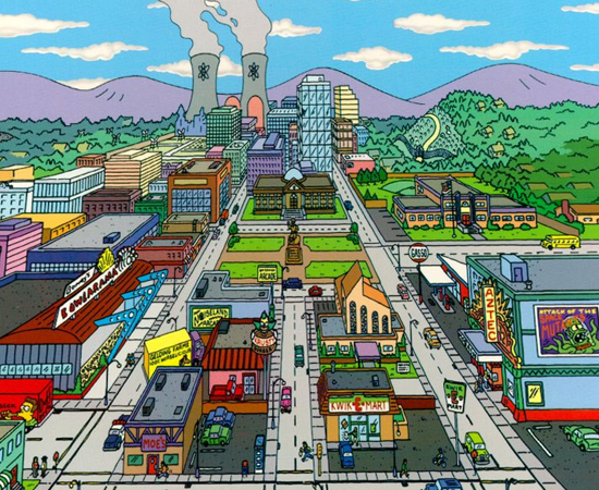 Springfield é a cidade do desenho animado Os Simpsons. O lugar sofre bastante com a poluição.