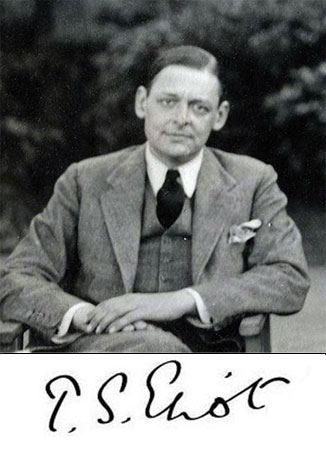 T. S. Eliot, escritor norte-americano, autor de A Terra Inútil e vencedor do Prêmio Nobel de Literatura em 1948.