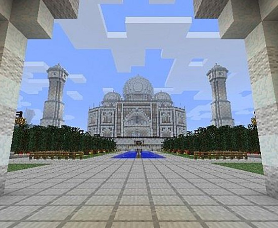 Já este jogador de Minecraft construiu uma réplica de um dos pontos turísticos mais visitados do mundo, o Taj Mahal.