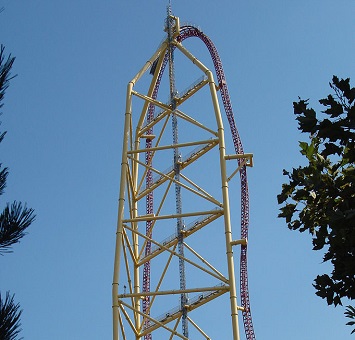 A norte-americana Top Thrill Dragster é outra que já ocupou o posto de mais alta do mundo. Essa montanha-russa chega a 120 metros de altura e quase 200 Km/h. A norte-americana Top Thrill Dragster é outra que já ocupou o posto de mais alta do mundo. Essa montanha-russa chega a 120 metros de altura e quase 200 Km/h.