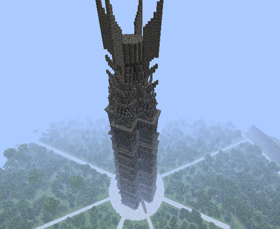 Isengard também foi replicada por um usuário do jogo Minecraft.