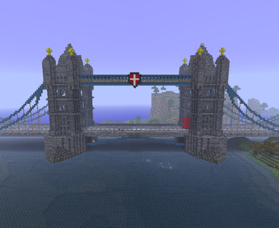 A réplica da Ponte da Torre (localizada em Londres) foi construída por um usuário do jogo Minecraft.