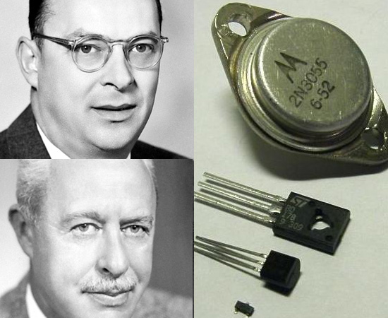 TRANSISTOR - O dispositivo semicondutor foi concebido pelos engenheiros americanos Walter Brattain e John Bardeen em 1947. O termo foi usado pela primeira vez pelo cientista John R. Pierce.