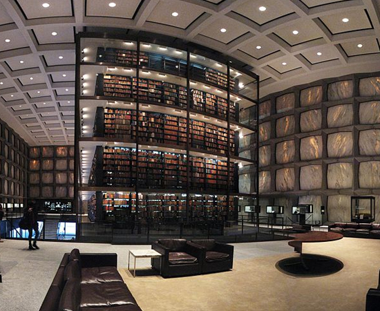 BIBLIOTECA BEINECKE DE LIVROS RAROS E MANUSCRITOS - É o maior prédio do mundo dedicado a fazer a manutenção de documentos raros e manuscritos. Localiza-se na Universidade de Yale, em Connecticut (EUA).