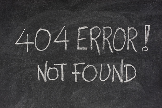 internet warning message, 404 error, handwritten with white chalk on blackboard