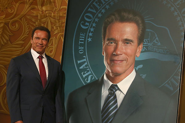 Gov. Brown Unveils Offical Gubernatorial Portrait Of Former Governor Schwarzenegger