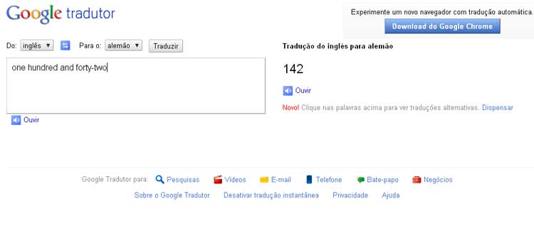 Digitando coisas aleatórias no Google Tradutor 