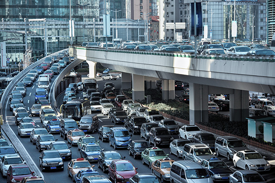 automobile congestion in the morning rush hour