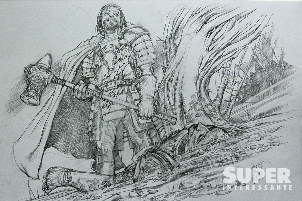 Concept Art de Robert Baratheon e seu martelo