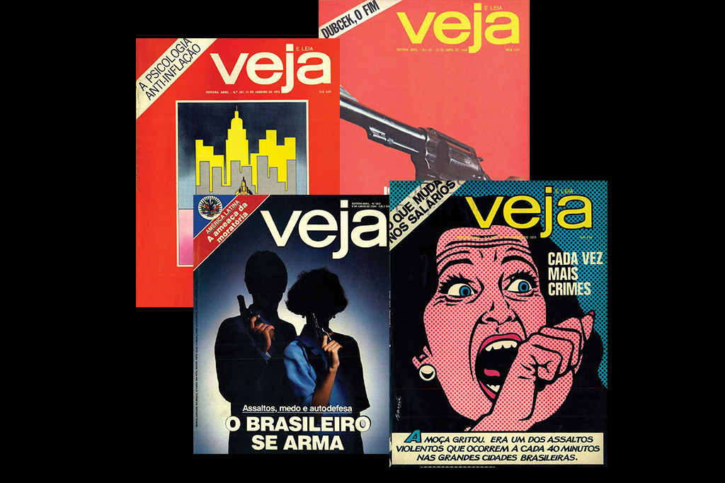 Na ditadura, a Veja relatou o crescimento da violência urbana em quatro capas. Já eram dessa época os arrastões a prédios, os vigilantes privados e os anúncios de revólver em promoção.