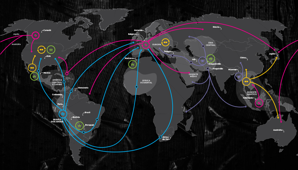 De onde vêm as drogas: as rotas do tráfico no mundo