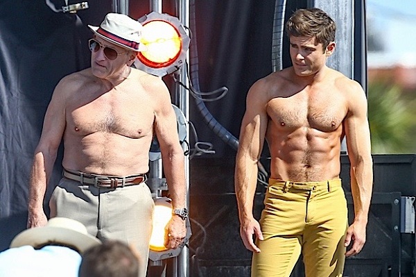 Zac Efron & Robert De Niro Go Shirtless For Flex Off On Set Of "Dirty Grandpa"
