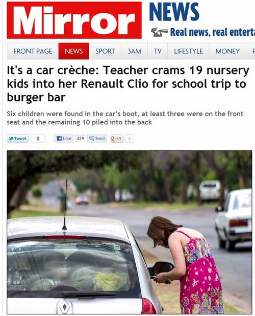 Professora coloca 19 crianças no carro para ir a lanchonete