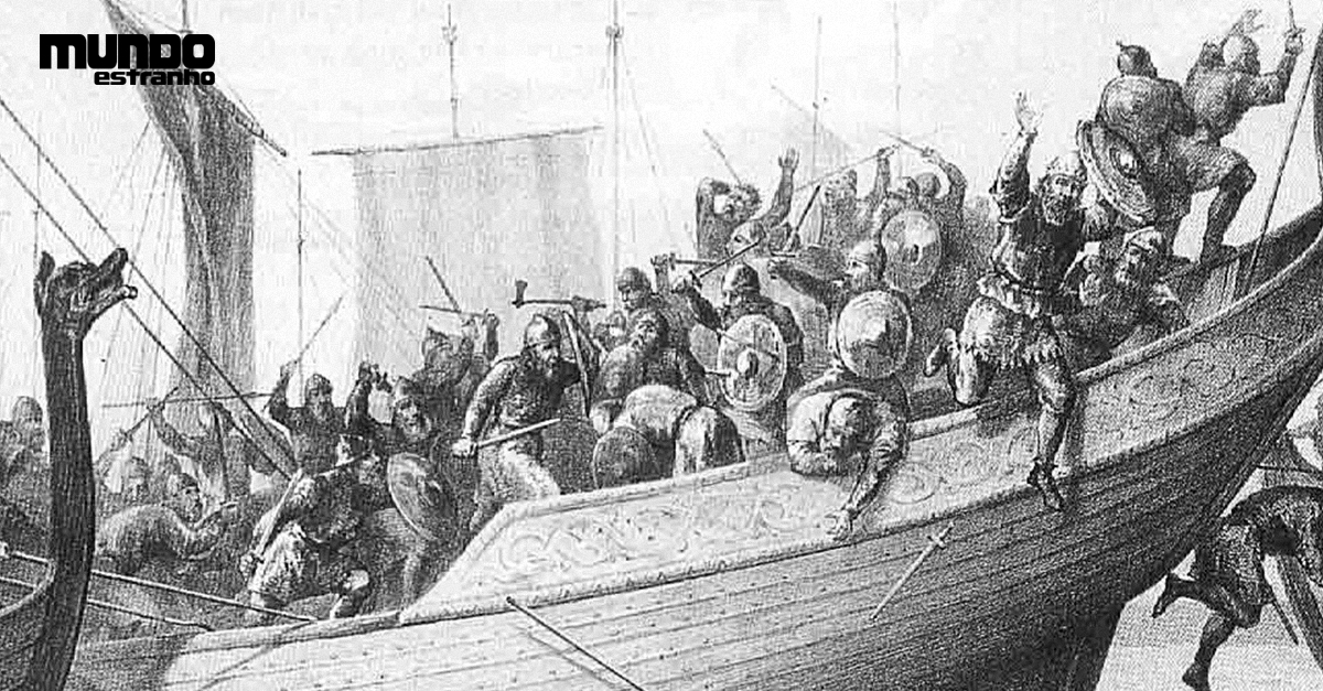 Vikings Batalha. Bárbaros Armados Se Chocam, Guerreiros