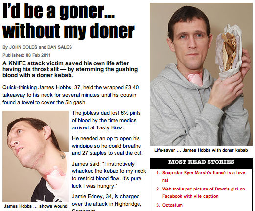 Kebab salva a vida de homem atacado pelo vizinho