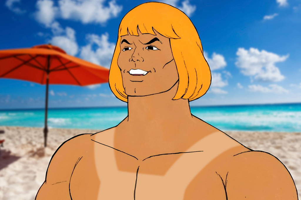 Por que o príncipe Adam fica moreno quando vira He-Man?