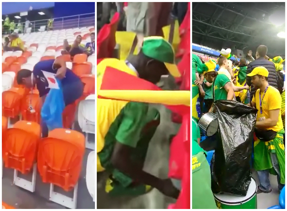 Torcidas viralizam na web depois de limparem estádios da Copa