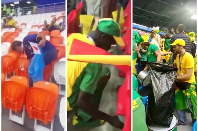 Torcidas viralizam na web depois de limparem estádios da Copa