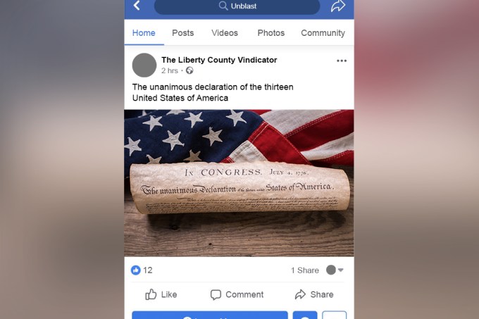 Facebook marca declaração de independência dos EUA como discurso de ódio