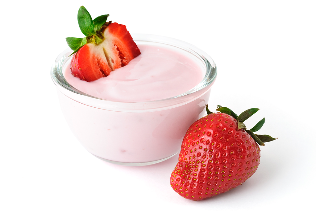 Ingredientes do rótulo do iogurte de morango