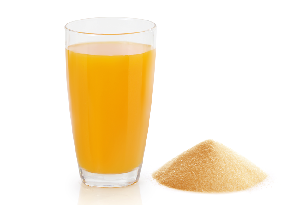 Ingredientes do rótulo do suco de laranja de pó