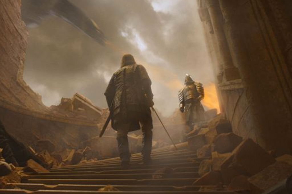 Cena da batalha entre Sandor e Gregor Clegane, de Game of Thrones.