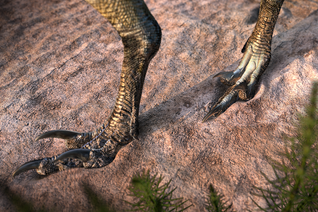 Representação dos pés do Vespersaurus paranaensis