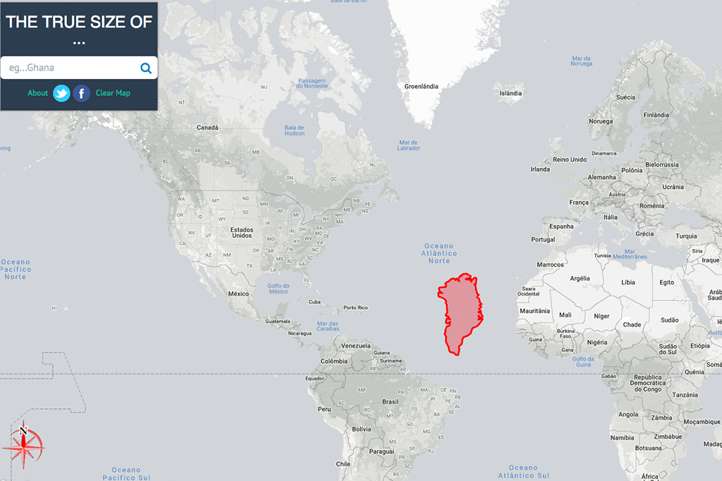 groenlândia mapa Este site “conserta” o tamanho de todos os países | Super