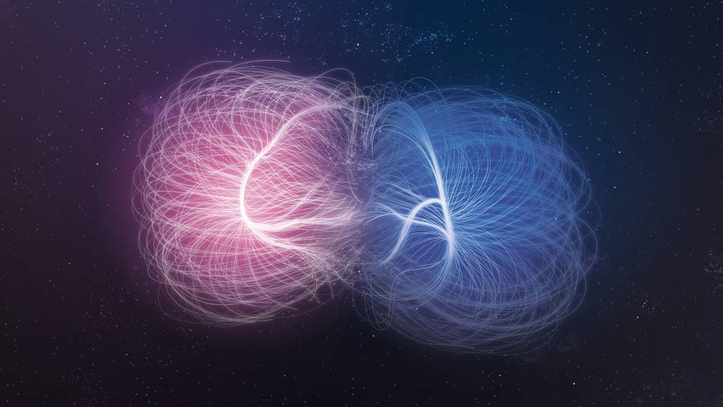 Dois superaglomerados: o nosso, Laniakea, e o vizinho, de Perseu-Peixes. As galáxias de cada um são atraídas para pontos diferentes.