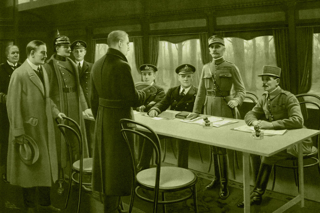 SI_tratado_versalhes_1 <strong>Na décima primeira hora do décimo primeiro dia do décimo primeiro mês, o armistício é assinado pelo fim das hostilidades.</strong>
