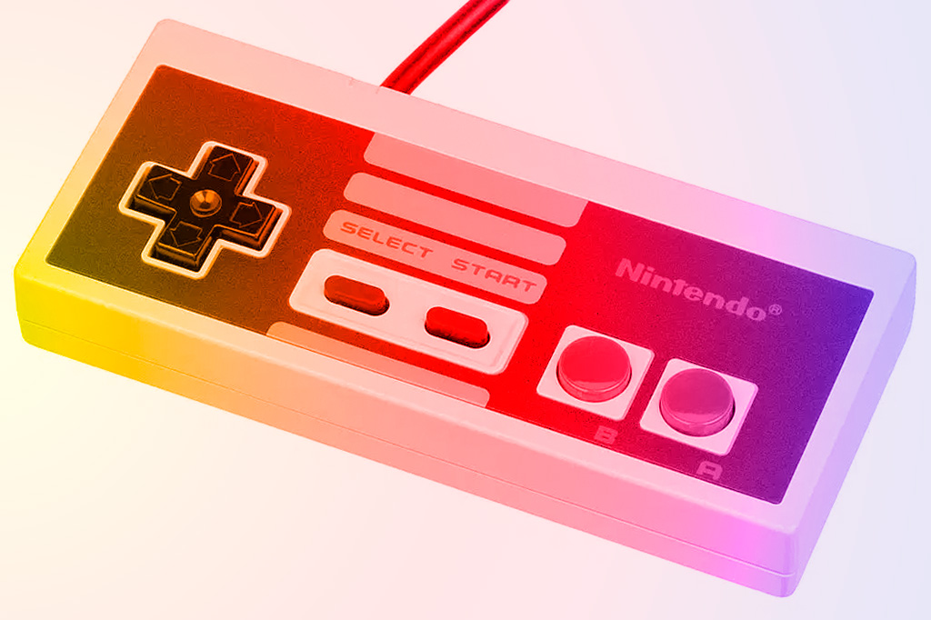 Ilustração mostrando um controle antigo da Nintendo.