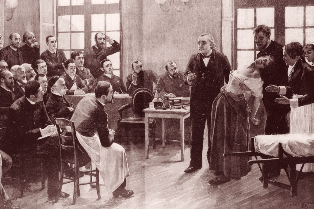 <strong>Sessão do neurologista Jean-Martin Charcot, que hipnotizava “histéricas” em Paris. O francês foi uma grande influência para Freud.</strong>