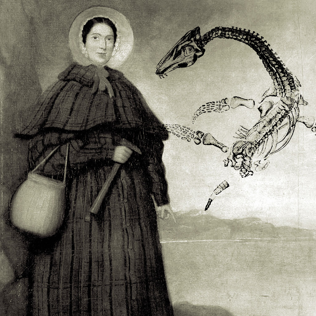 <strong>Fóssil de plessiossauro, descoberta de Mary Anning em 1830.</strong>