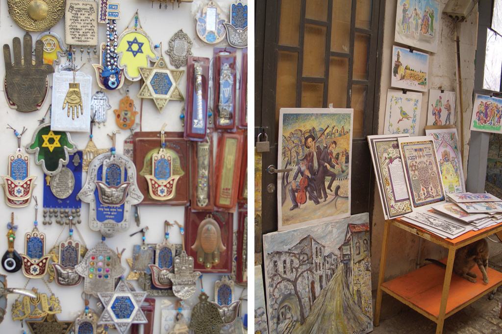 <strong>1) Na parte antiga de Safed, lojinhas vendem objetos cabalísticos e joias com letras hebraicas; 2) As pinturas de artistas locais trazem paisagens da região e personagens históricos.</strong>