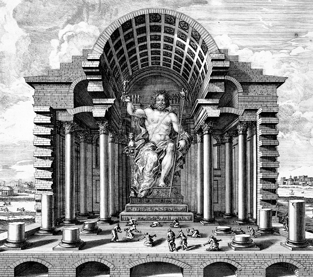 <strong>Com 13 metros de altura, representando o maior dos deuses olímpicos, a estátua de Zeus em Olímpia foi uma das Sete Maravilhas do Mundo Antigo.</strong>