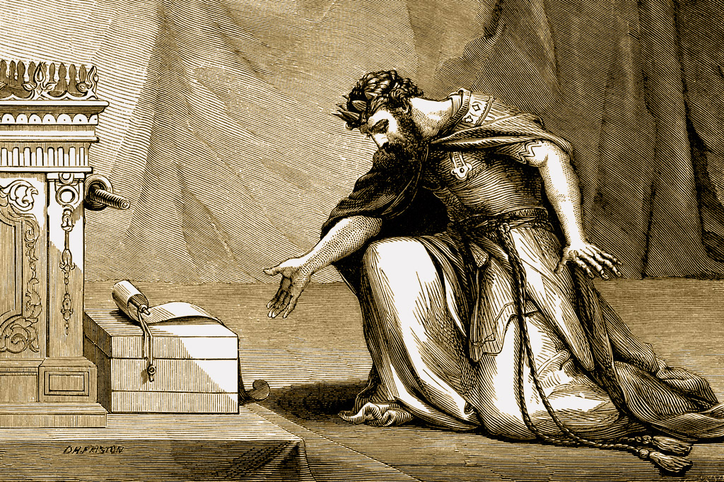 SI_Deus_Cap_4_8 <strong>O rei Ezequias recebe uma mensagem e a lê no Templo de Jerusalém.</strong>