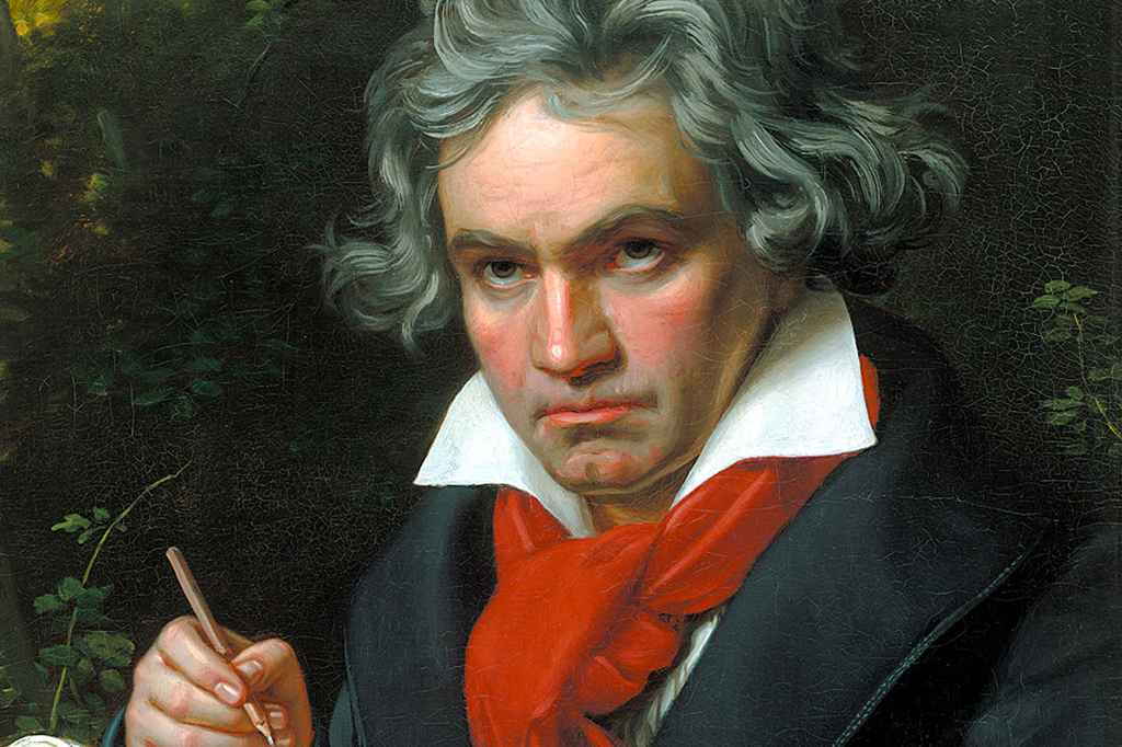 Retrato de Ludwig van Beethoven compondo a Missa Solemnis.